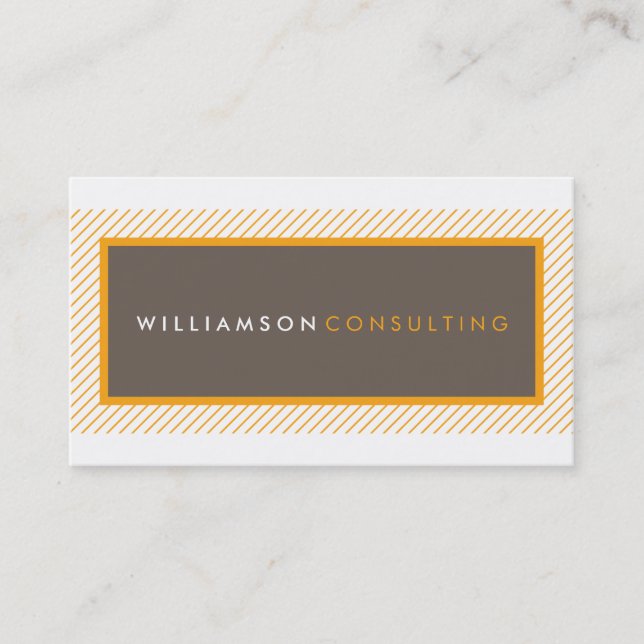 MASCULINE STRIPE plain modern trendy orange brown Business Card (Front)