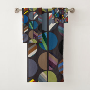 Masculine Striped Oval Halves  Bath Towel Set