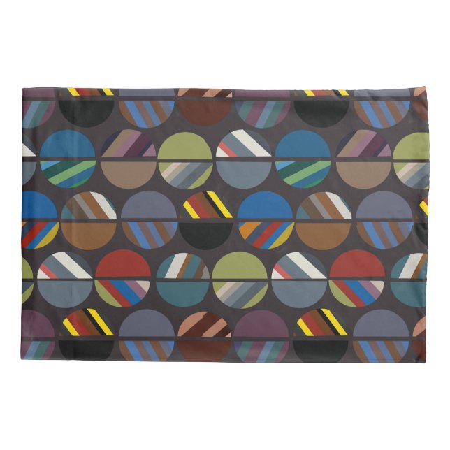 Masculine Striped Oval Halves  Pillowcase (Back)