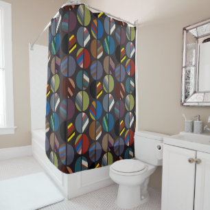 Masculine Striped Oval Halves Shower Curtain