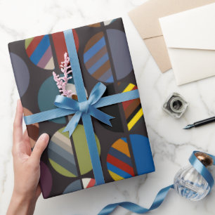 Masculine Striped Oval Halves Wrapping Paper