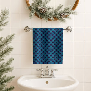 Masculine Tartan Towel Navy Blue Gift for Him
