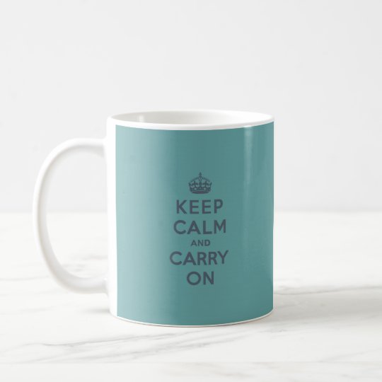 Masculine Teal Keep Calm and Carry On Coffee Mug