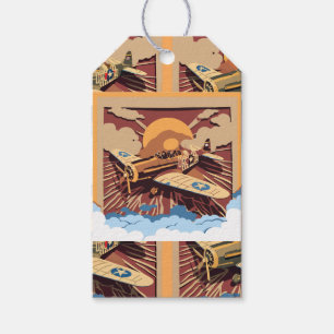 Masculine Vintage War Plane Gift Tags