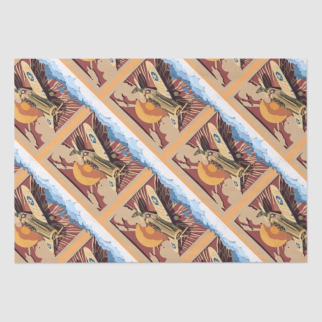 Masculine Vintage War Plane  Tissue Paper (Front)
