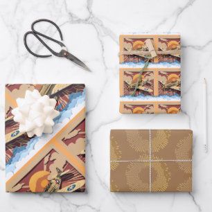 Masculine Vintage War Plane  Wrapping Paper Sheet