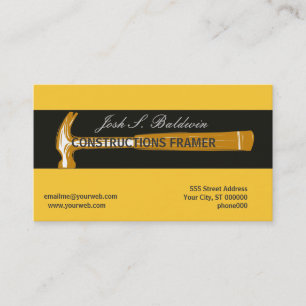 Masculine Woodworker Construction Hammer Business Card