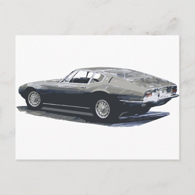 Maserati Ghibli Classic Drawing Postcard (Front)