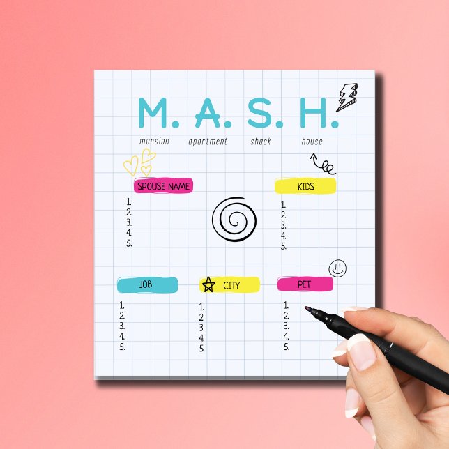 MASH Game, 90s Party Favour Notepad (Creator Uploaded)