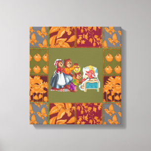 Masha and 3 fairy-tale bears canvas print