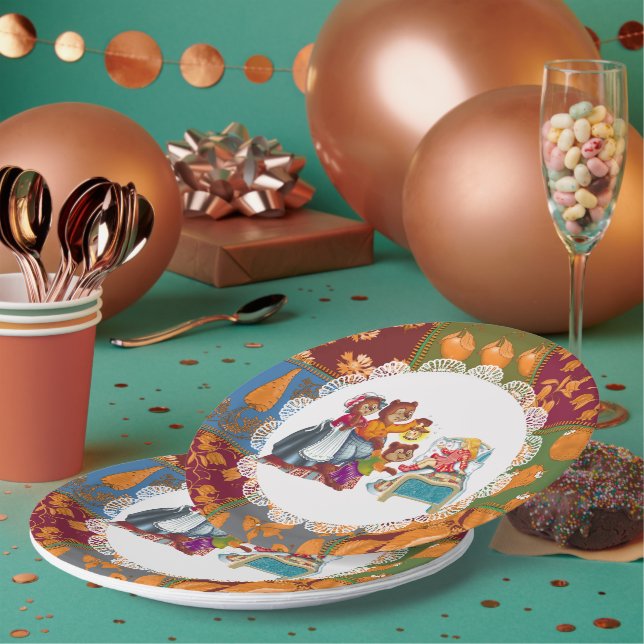 Masha and 3 fairy-tale bears paper plate (Multi)