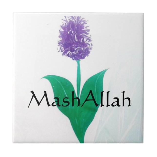 MashAllah Flower Islamic Ceramic Tile (Front)
