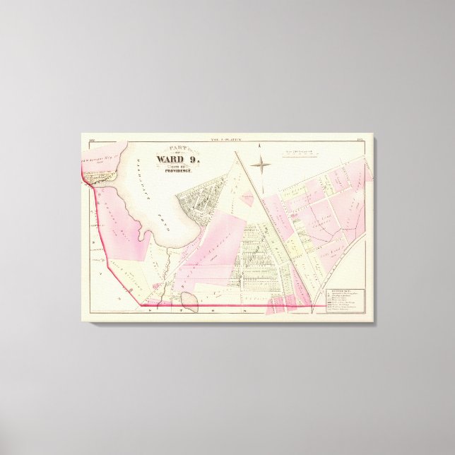 Mashapaug Pond and Cranston Atlas Map Canvas Print (Front)