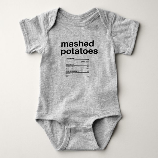 Mashed Potatoes Nutrition Information Baby Bodysuit (Front)