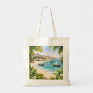 Masirah Island Oman Beach Dhow Boat Tropical Tote Bag