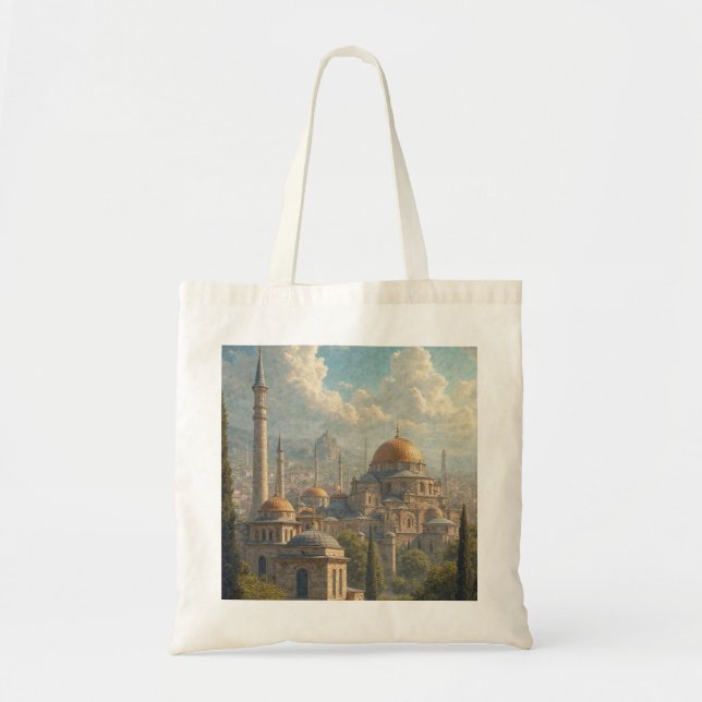 Masjid al Aqsa, Palestine, oil painting tote bag. Bag (Front)