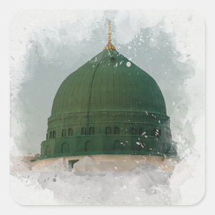 Masjid An-Nabawi watercolor illustration Islamic P Square Sticker