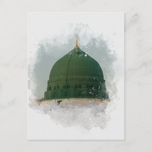 Masjid An-Nabawi watercolor illustration Islamic Postcard