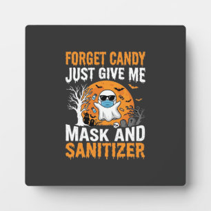 Mask and Sanitizer Halloween Ghost Design_1 Plaque