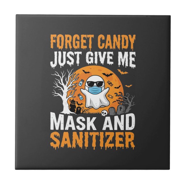 Mask and Sanitizer Halloween Ghost Design_1 Tile (Front)