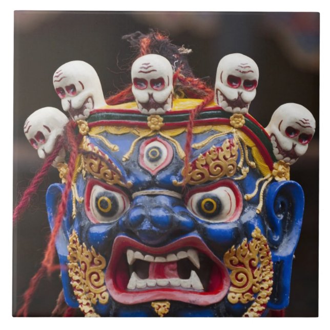 Mask dance performance at Tshechu Festival 2 Tile (Front)