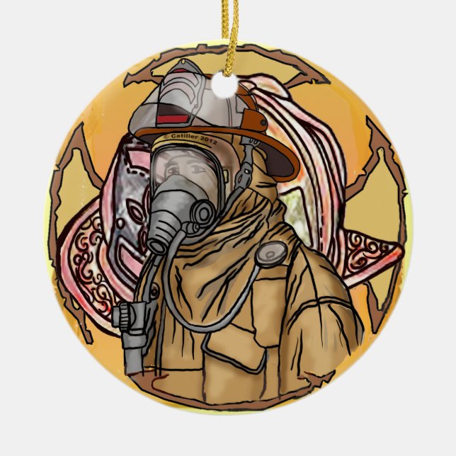 Mask Firefighter   Ornament  (Front)