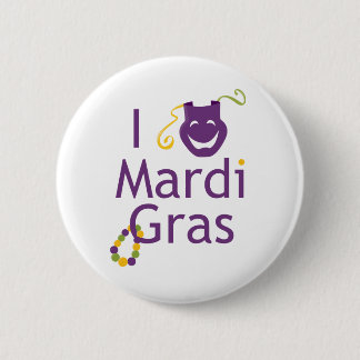 Mask I Love Mardi Gras 6 Cm Round Badge