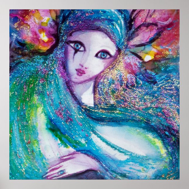 MASK IN BLUE / Venetian Masquerade Faces Poster (Front)