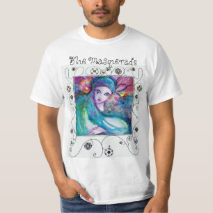 MASK IN BLUE /Venetian Masquerade,Geometric Swirls T-Shirt