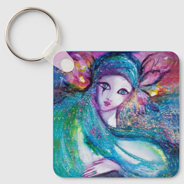 MASK IN BLUE / Venetian Masquerade Masks Key Ring (Front)