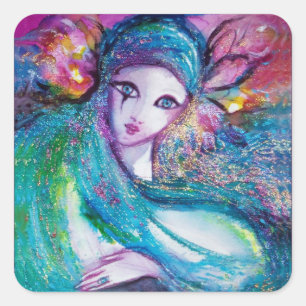 MASK IN BLUE / Venetian Masquerade Masks Square Sticker
