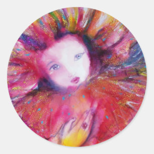 MASK IN RED CLASSIC ROUND STICKER