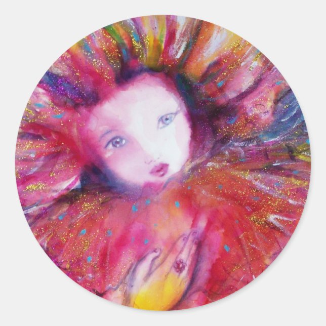 MASK IN RED CLASSIC ROUND STICKER (Front)