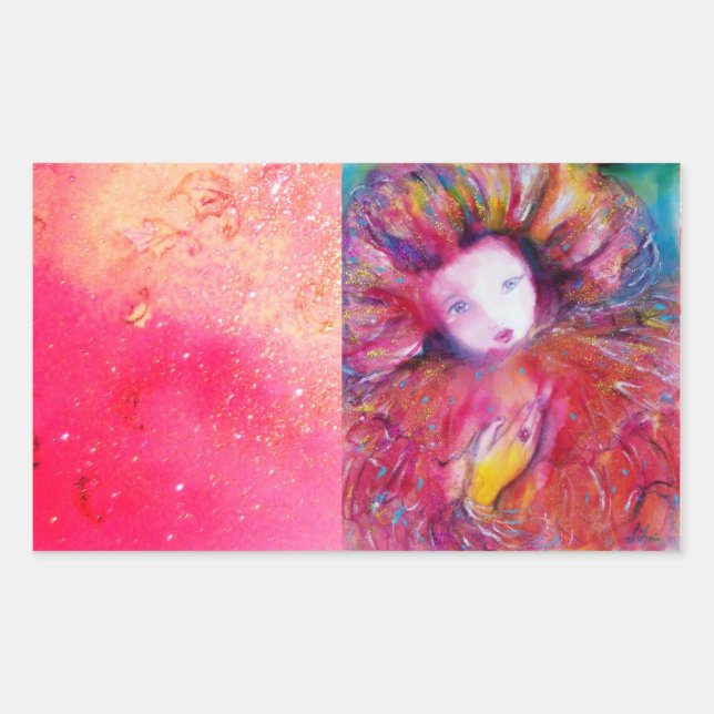 MASK IN RED RECTANGULAR STICKER (Front)