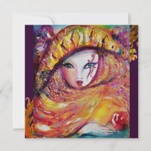 MASK IN YELLOW,MARDI GRAS PARTY gold sparkle Invitation