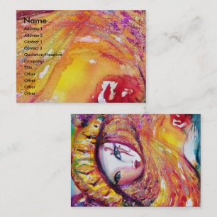 MASK IN YELLOW WITH RED ROSE Beauty Make up Artist Business Card