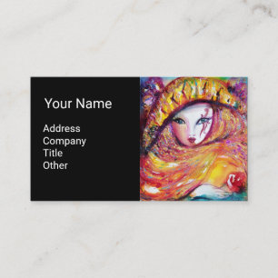 MASK IN YELLOW WITH RED ROSE Beauty Makeup Artist Business Card