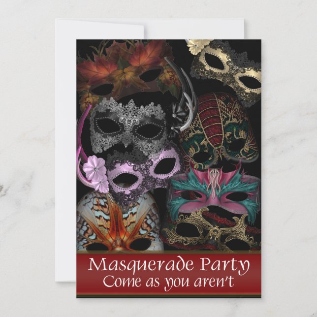 Mask Masquerade Party Invitations (Front)