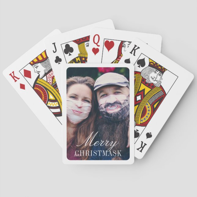 Mask Photo Christmas Playing Cards Personalised (Back)
