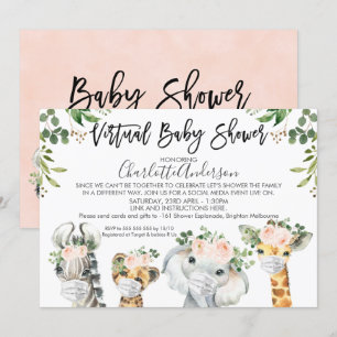 Mask Safari Animals Virtual Baby Shower  Invitation