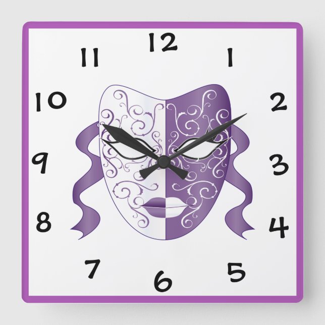 Mask Square Wall Clock (Front)