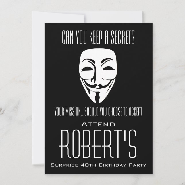 Mask Surprise Birthday Party Invitation (Front)