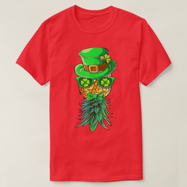 Mask Swinger Upside Down Pineapple St Patrick's Da T-Shirt (Design Front)