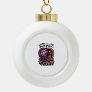 Mask Tells Us More Than Face Halloween Witch Apple Ceramic Ball Christmas Ornament