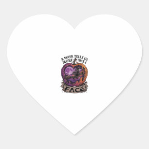 Mask Tells Us More Than Face Halloween Witch Apple Heart Sticker