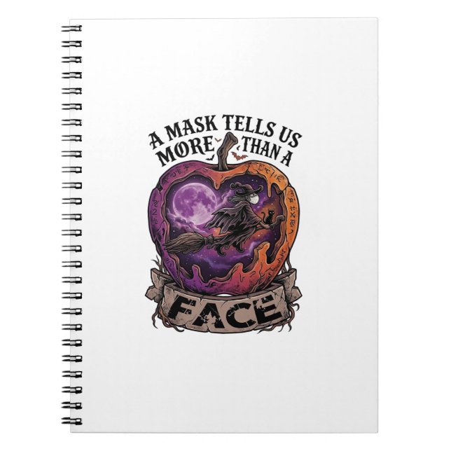 Mask Tells Us More Than Face Halloween Witch Apple Notebook (Front)