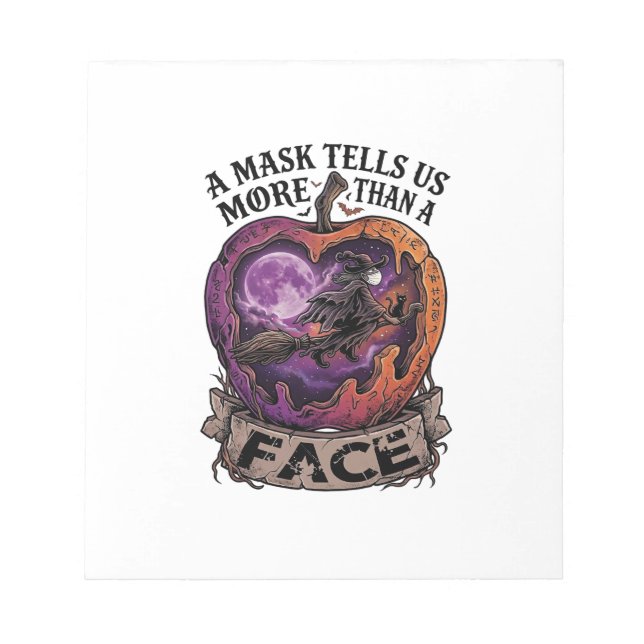 Mask Tells Us More Than Face Halloween Witch Apple Notepad (Front)