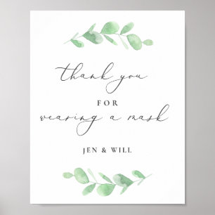Mask Wearing Wedding Eucalyptus Branch Poster