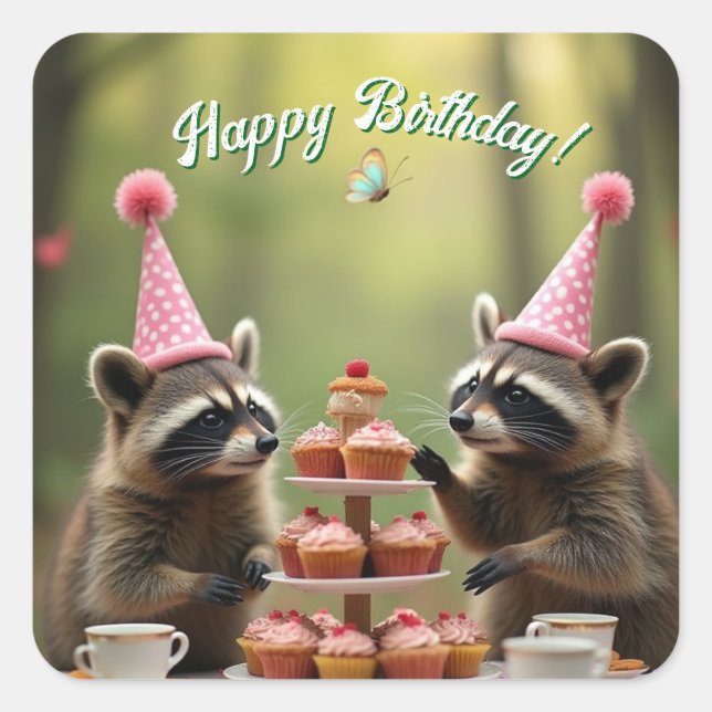 Masked and merry birthday! square sticker (Front)