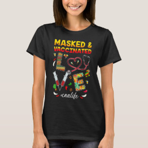 Masked And Vaccinated Love Cna Nurse Life Cinco De T-Shirt